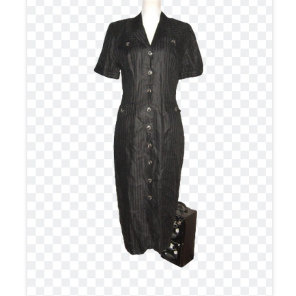 Bonnie Marx 80s Linen Button Front Dress 8